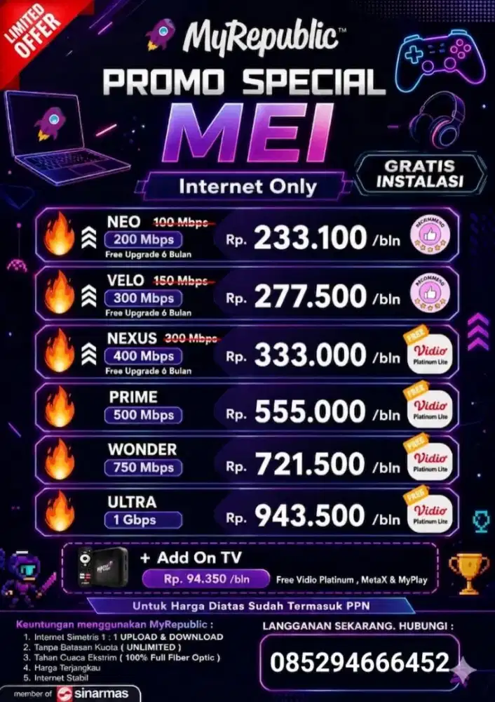 Wifi gratis pemasangan my republic