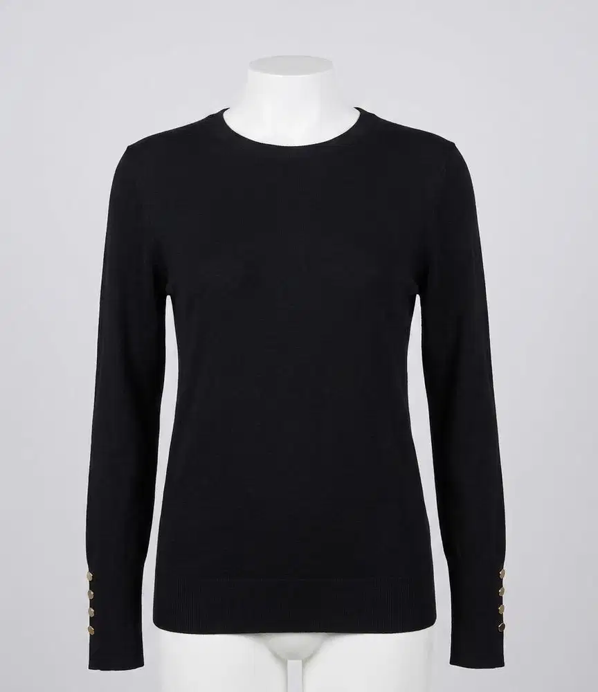 ZARA black knit long-sleeved sweater featuring delicate gold