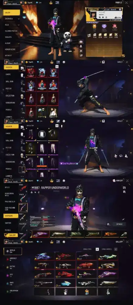Ready stok akun free fire max 4 sg 10 rasa