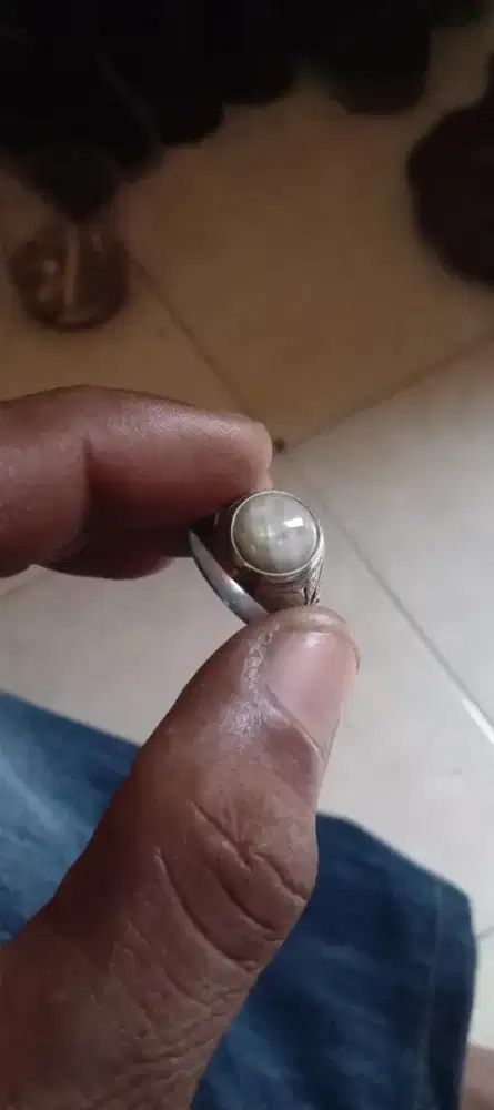 Batu white safir asli batu mulia ikatan perak