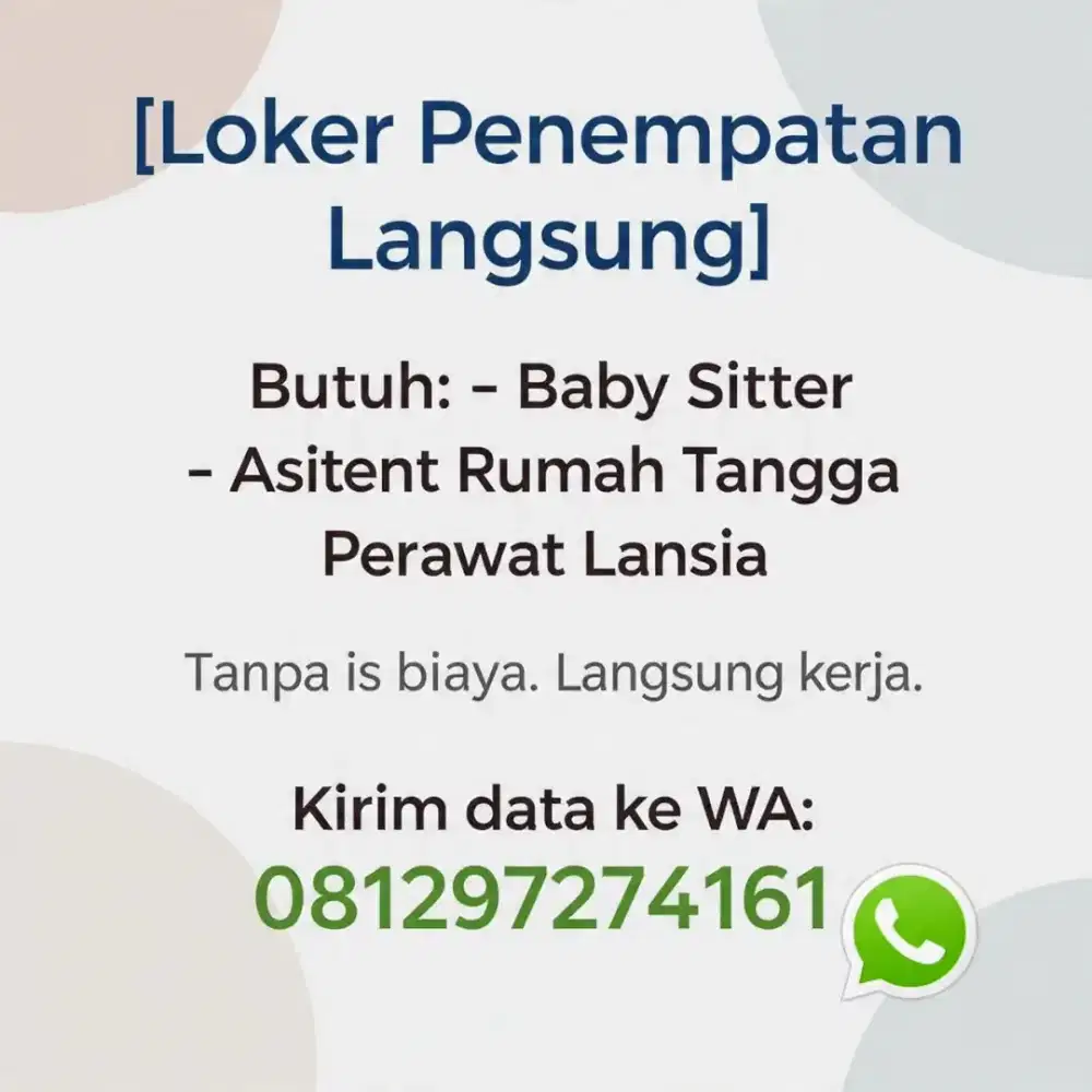 Job Baby Sitter ART & Perawat Lansia Terpercaya dan Terakreditasi