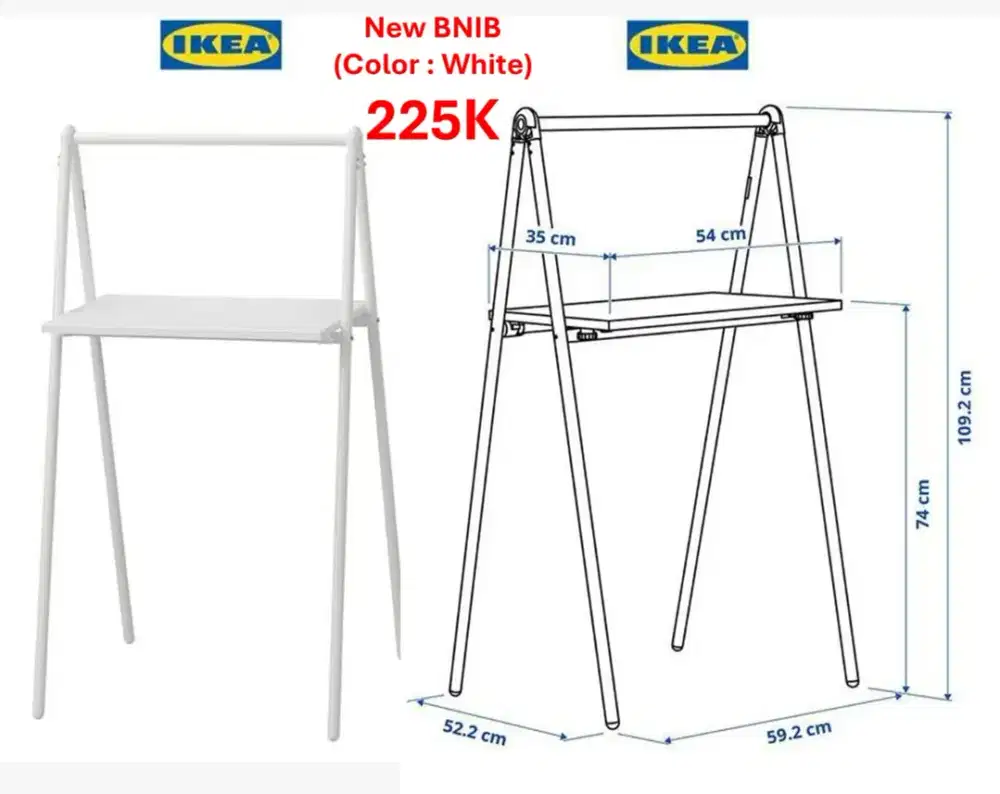 Meja belajar lipat IKEA BJORKASEN (NEW & ORIGINAL)