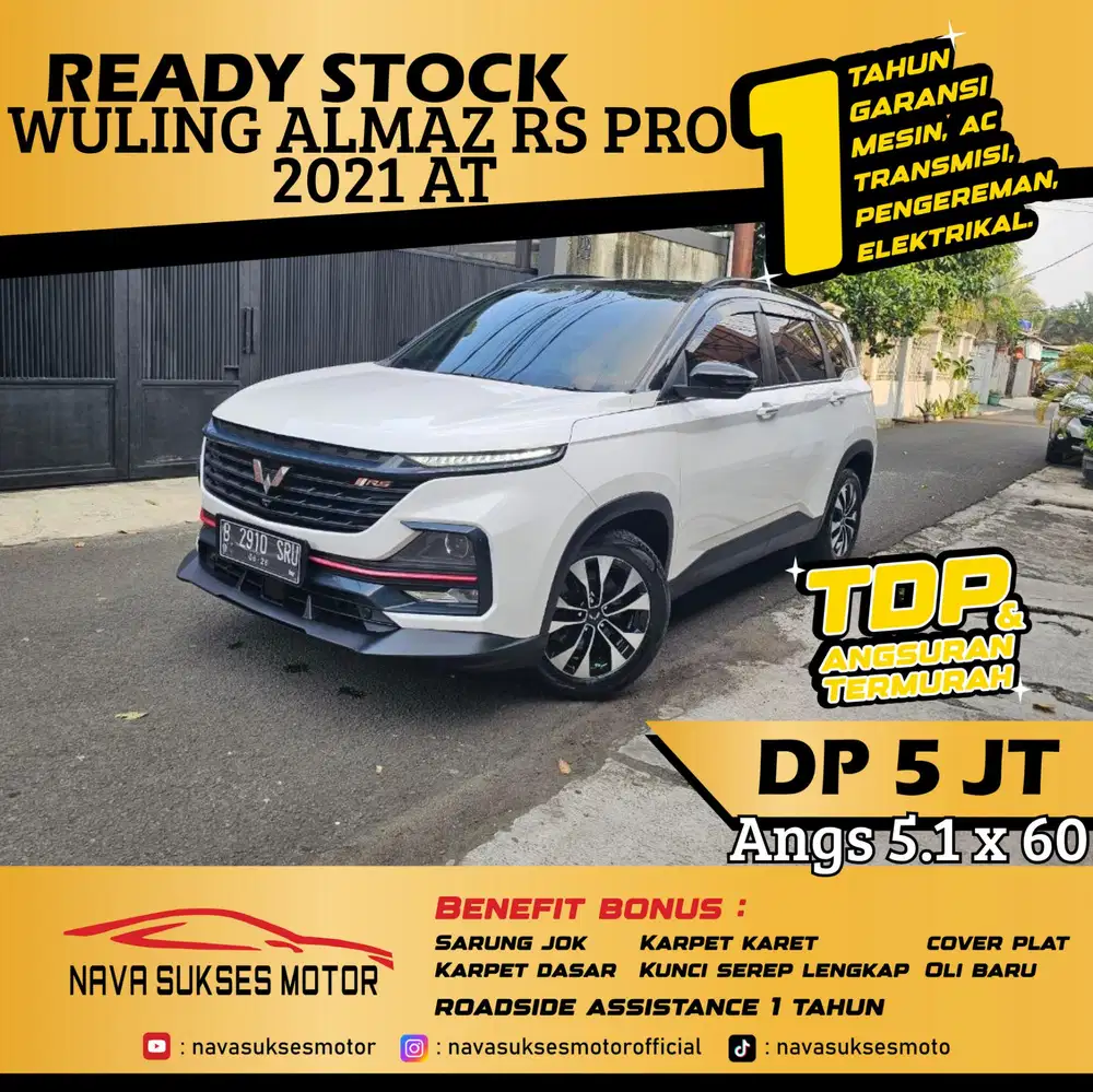 TDP 5 Jt Angs Termurah Wuling Almaz RS Pro 2021 Matic Putih Low Km