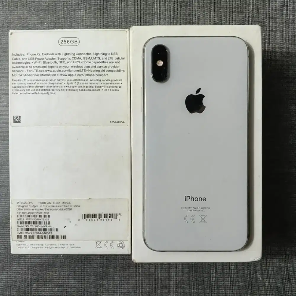 iphone xs 256gb silver inter