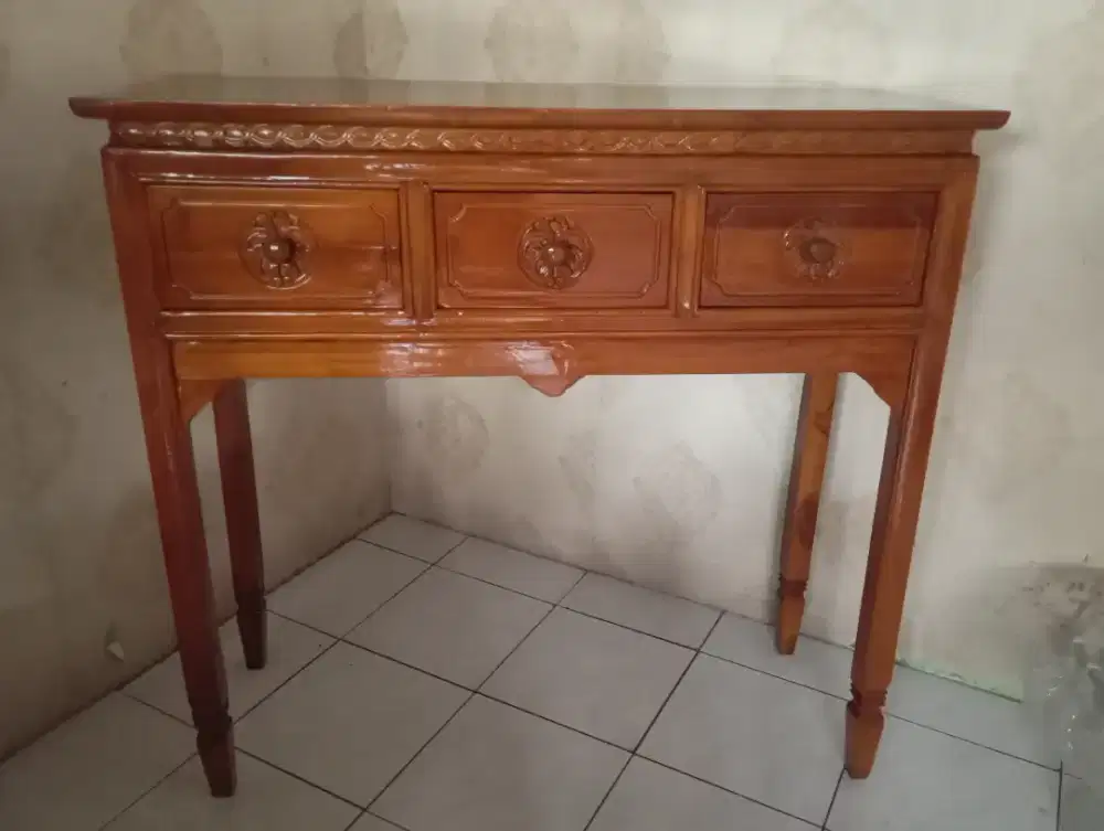 Meja kayu jati 130 cm cantik mulus kayu jati estetik