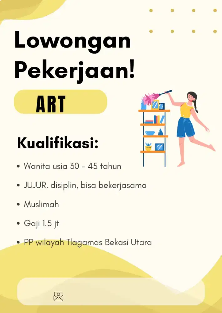 Dibutuhkan segera pembantu rumah tangga