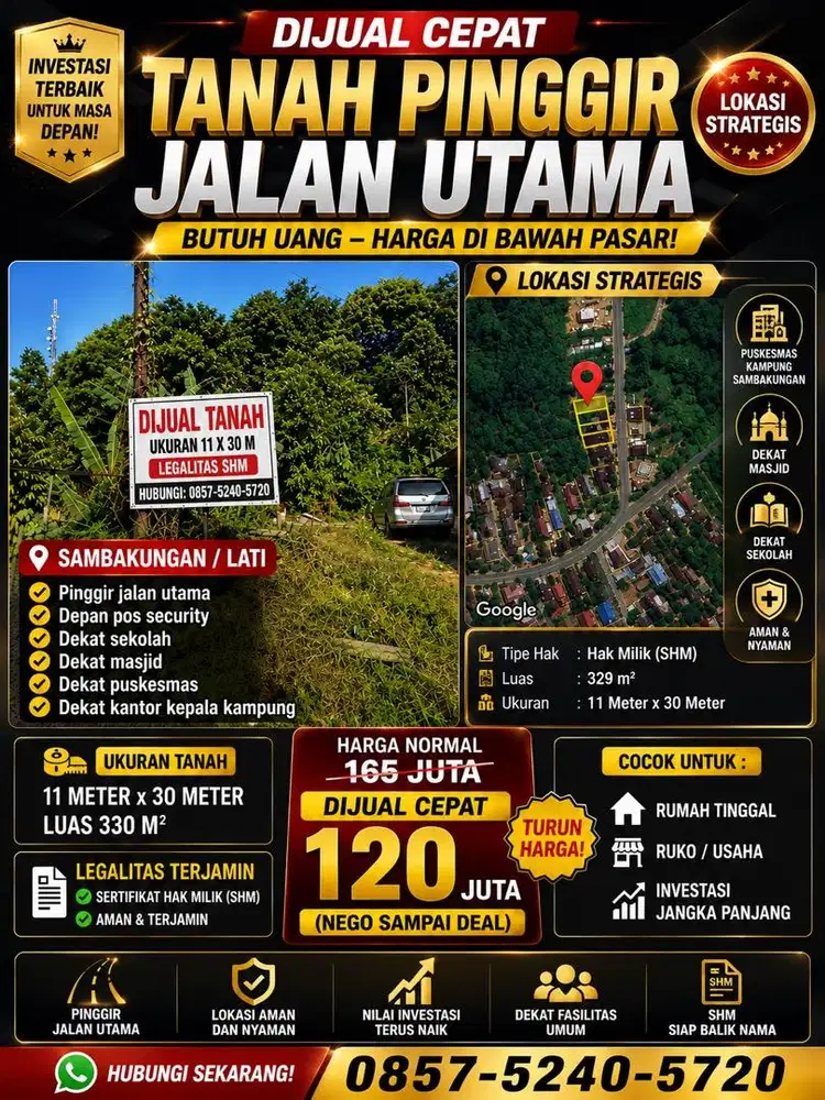 TANAH MURAH PINGGIR JALAN UTAMA