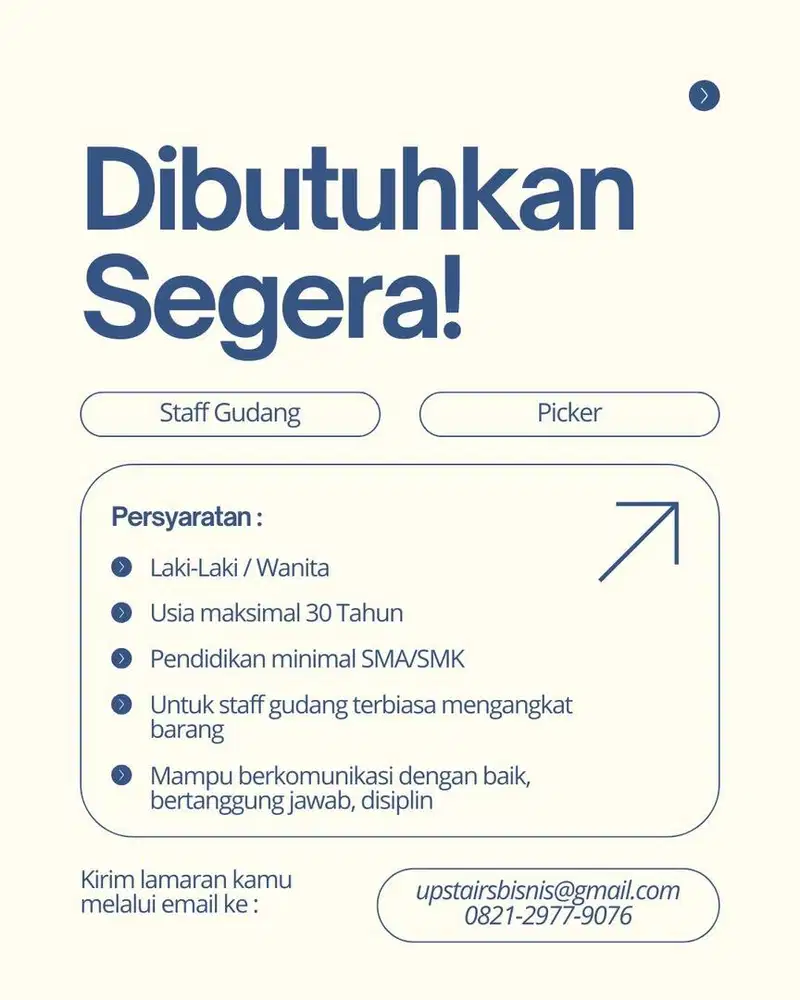 Lowongan pekerjaan staff gudang dan picker