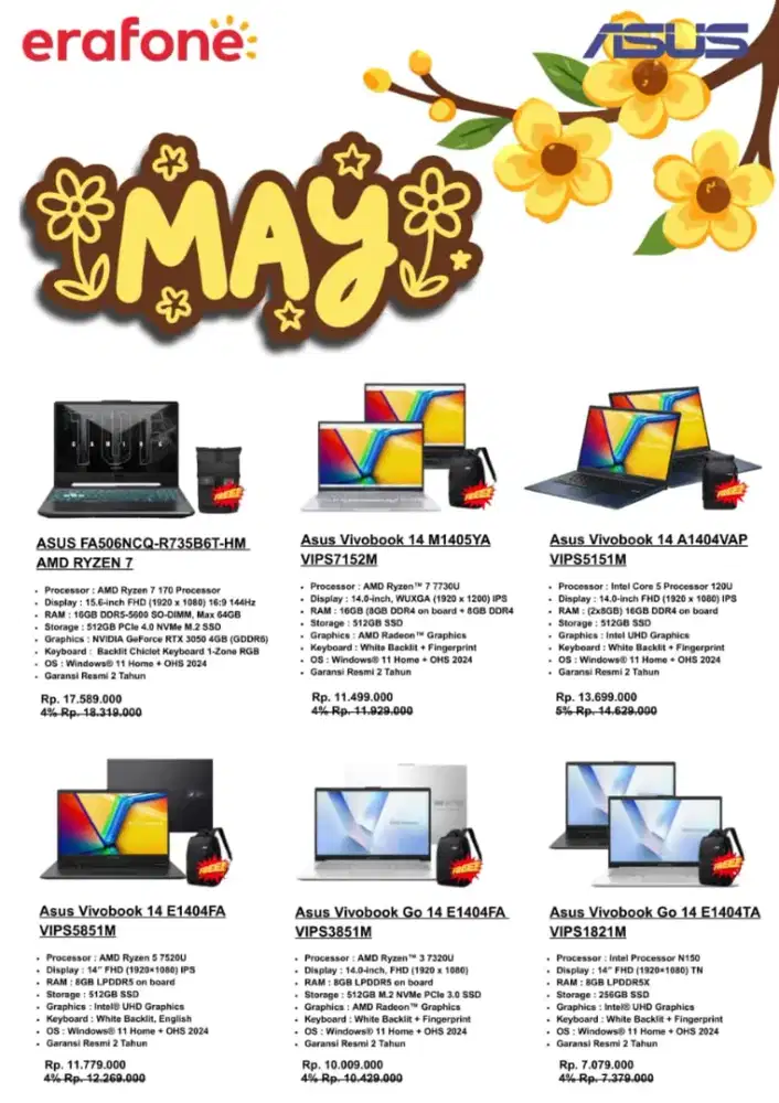 Laptop Asus, Acer, Lenovo, HP || GRATIS 1X CICILAN, Tanpa DP