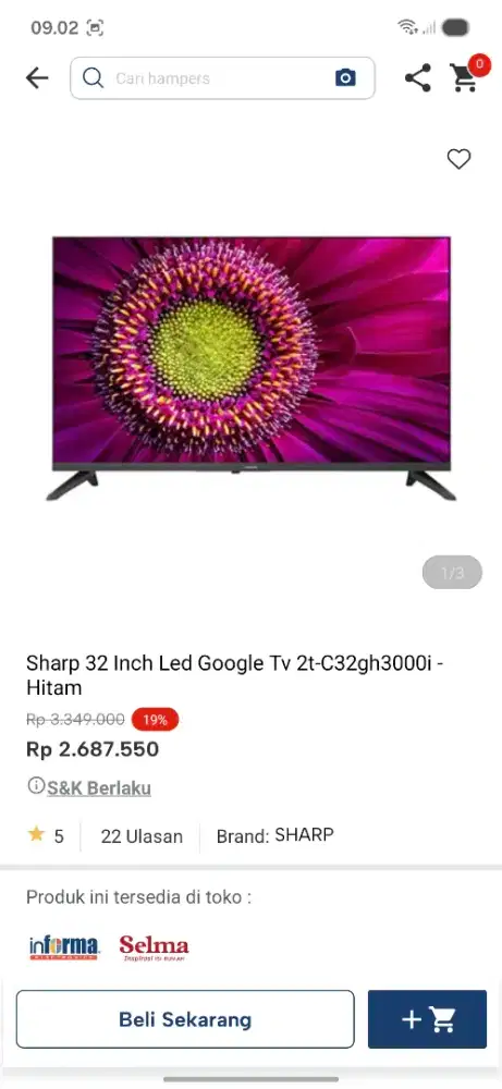 Ready stok tv sharp 32 inc google tv