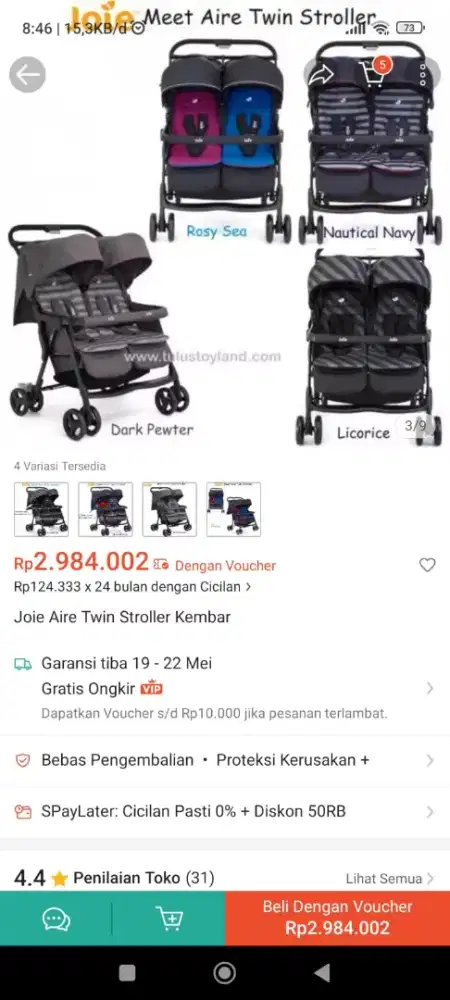 Stoler joie kembar