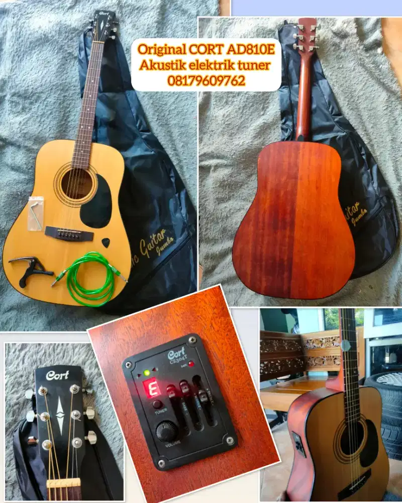 Gitar akustik elektrik original cort ad810e lengkap siap pakai