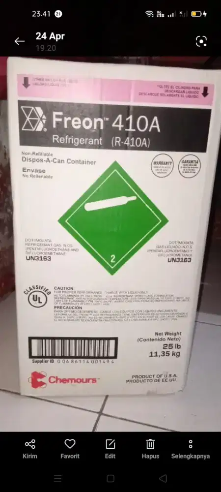Freon R410 satu can segel