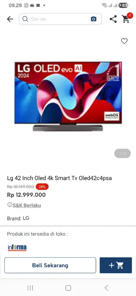 Lg 42 inch qled 4k smart tv qled42c4