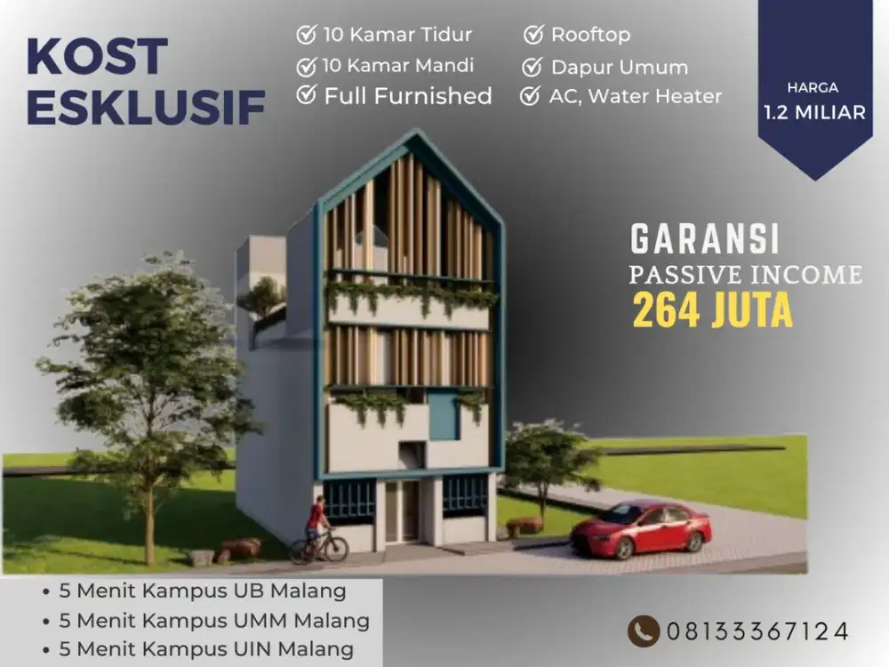 AC dan Water Heater Boarding House 5 Menit Kampus Brawijaya Malang SHM Pecah