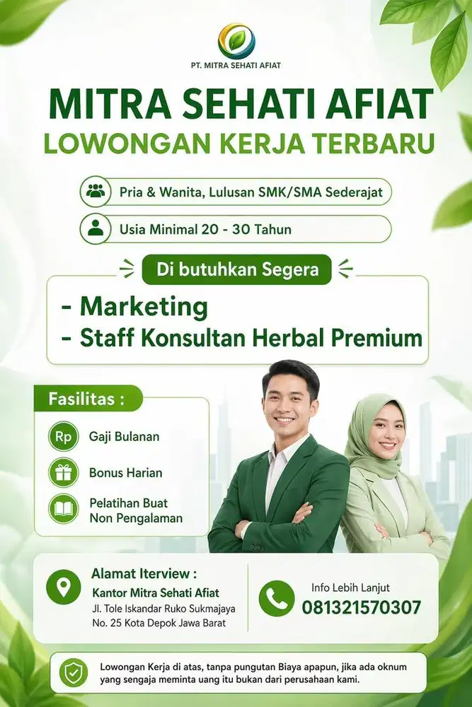 Dibutuhkan segera Marketing & sales staff herbal
