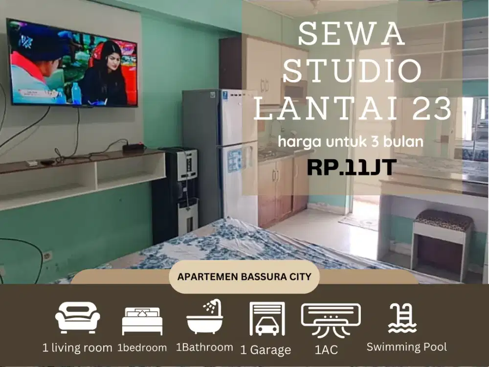 sewa studio full furnis tower terbaru apartemen bassura city