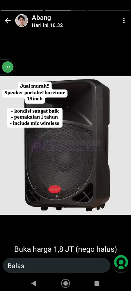 speaker baretone 15inch
