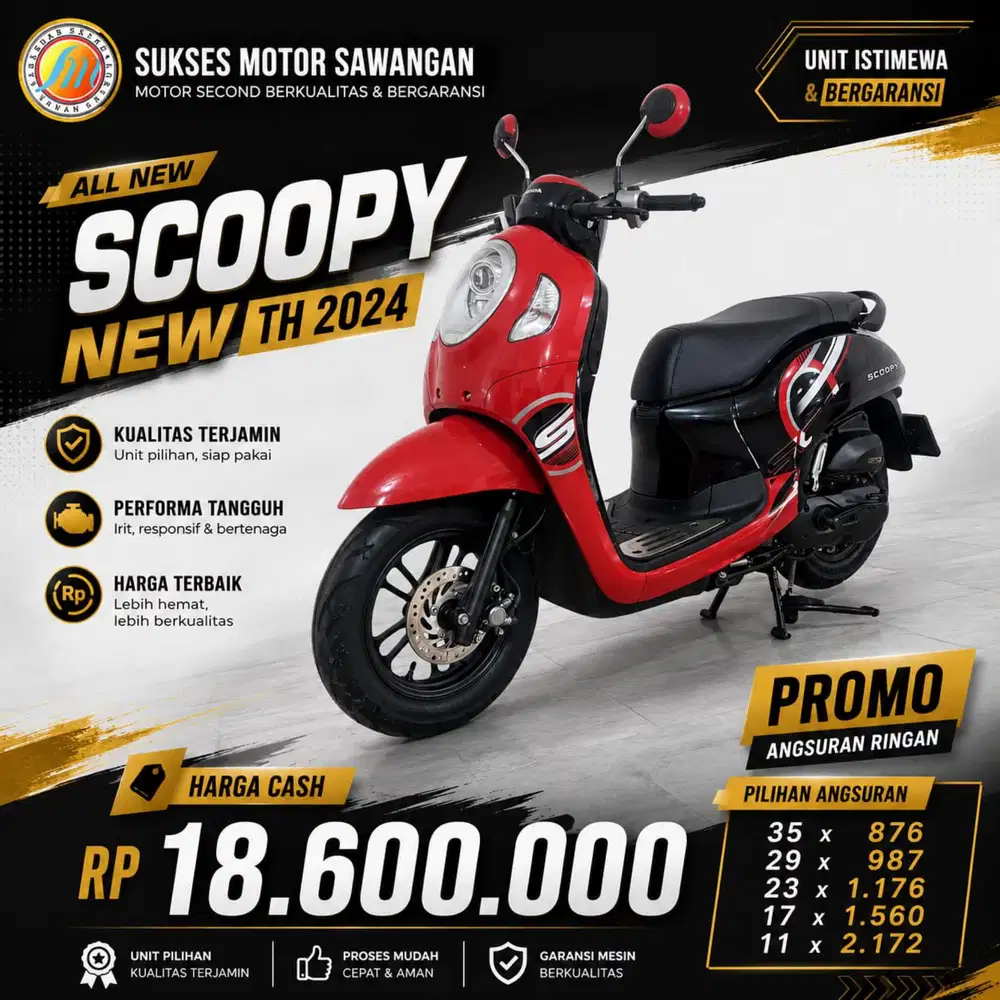 HONDA NEW SCOOPY STYLISH TH 2024 UNIT MULUS CASH KREDIT BERGARANSI