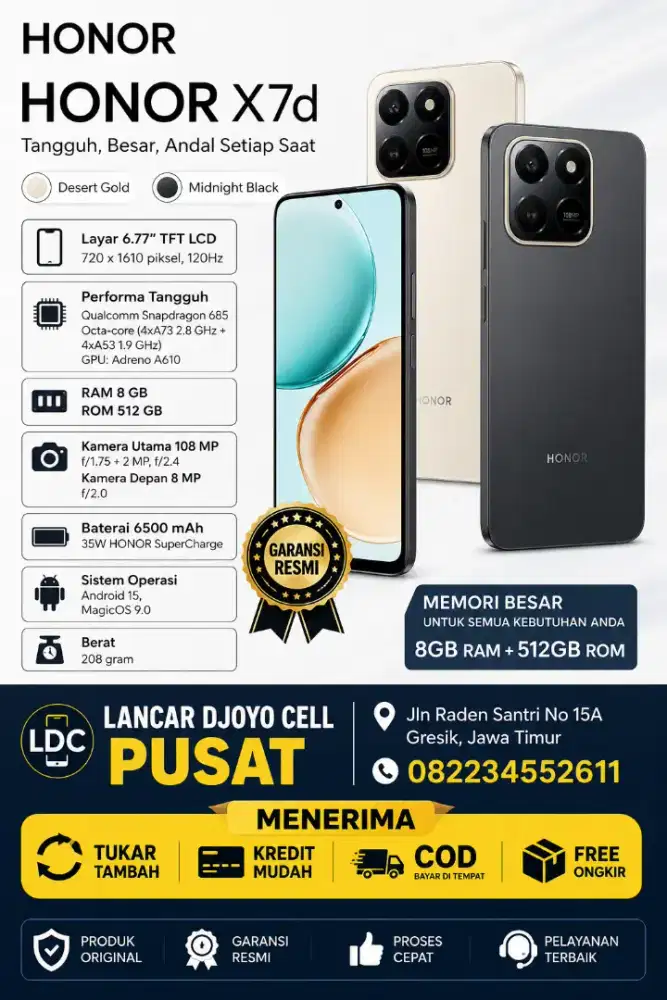 Honor X7d 512Gb, Internal Lega