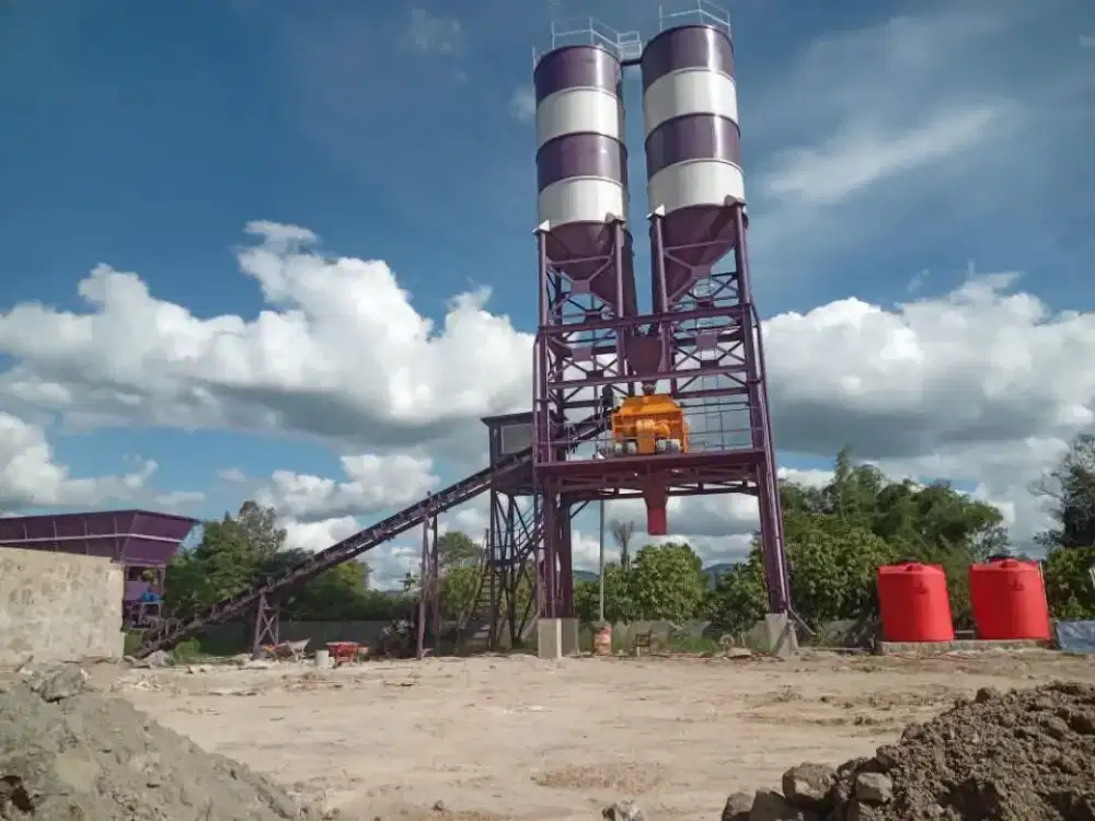 BATCHING PLANT WETMIX 50–60 M3/JAM | MIXER SICOMA | 2 SILO 60 TON