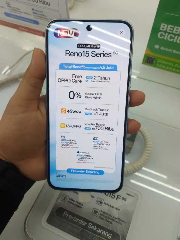 Oppo Reno 15 8 256Gb bisa nyicil bunga 0% dan free 2x angsuran