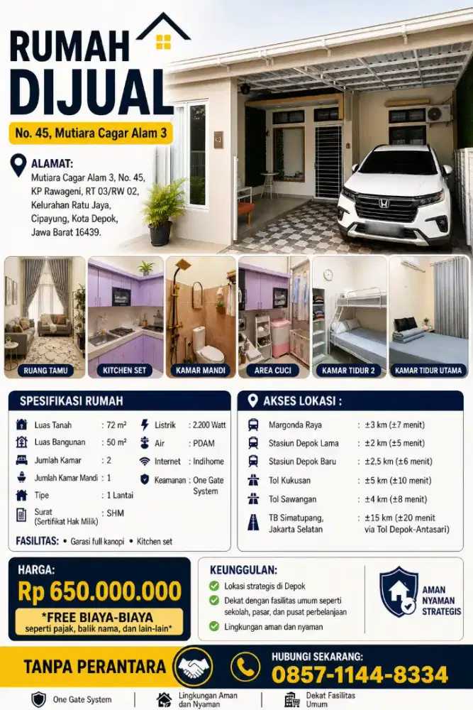 Cuma 5 Menit ke Stasiun Depok Lama! Rumah Strategis di Cagar Alam.
