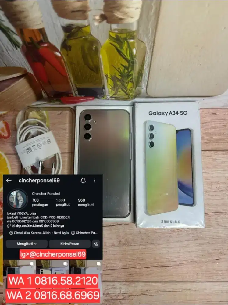 Jual hp bekas samsung A34 5g ram 8gb istimewa grns resmi free ADAPTOR