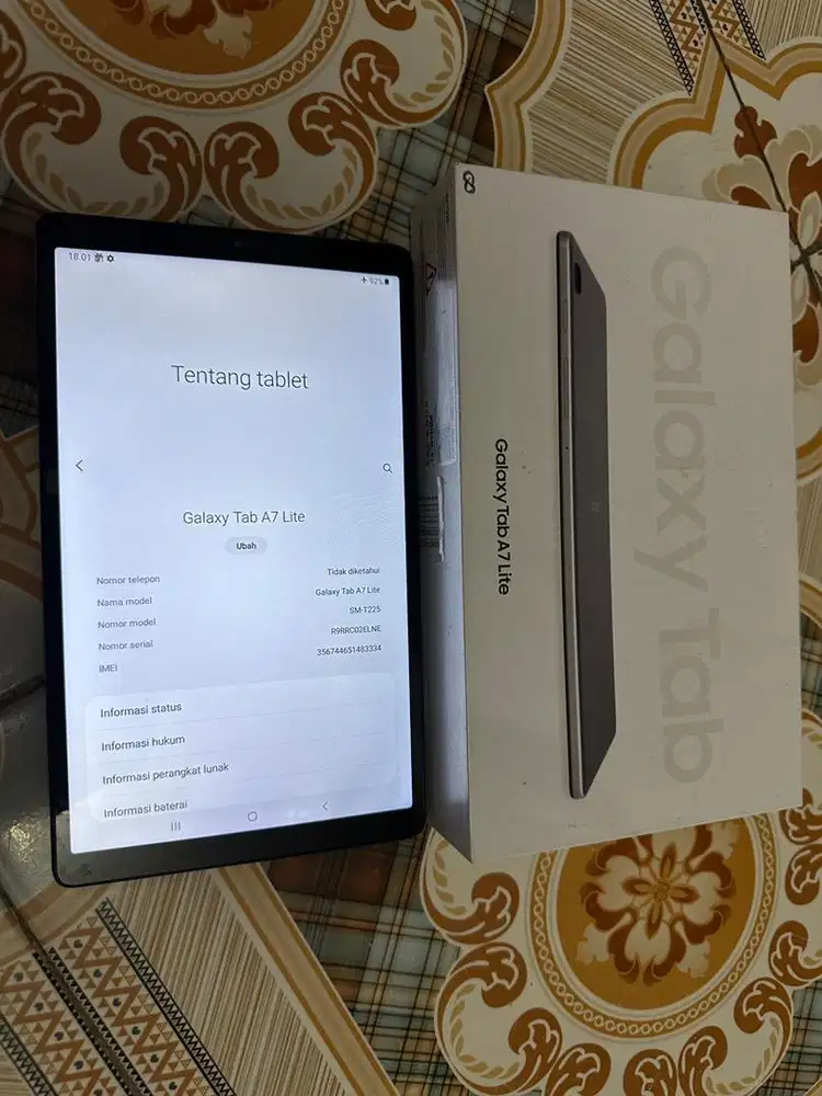 Samsung Tab A7lite fullset rasa baru