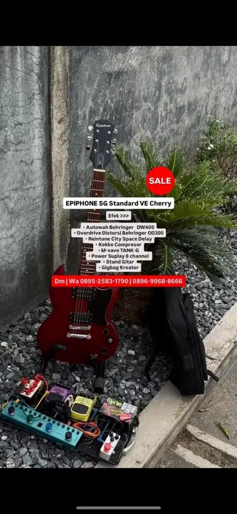 Gitar Epiphone SG Red Cherry dan Efek Full set