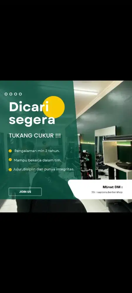 dibutuhkan Tukang Cukur/kapster/barberman