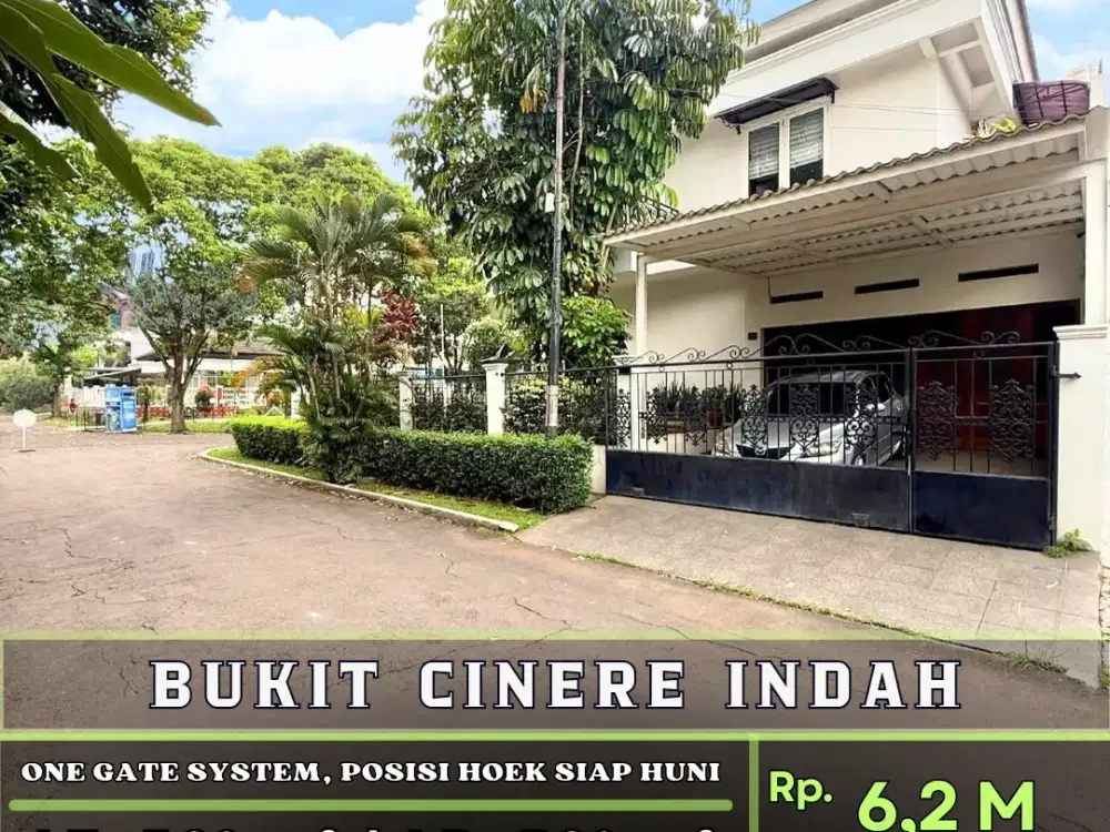 FOR SALE BUKIT CINERE INDAH
ONE GATE SYSTEM
POSISI HOEK, SIAP HUNI
DEKAT AKSES TOL