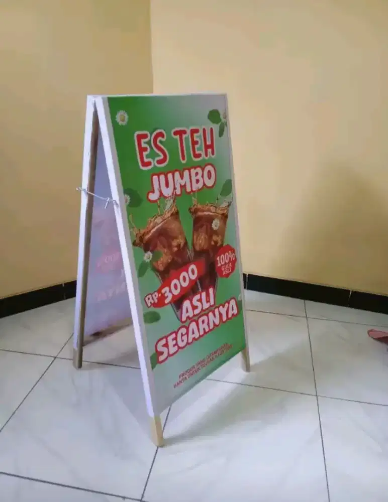 Segitiga kayu promosi tepi jalan raya unt kuliner umkm teh jumbo