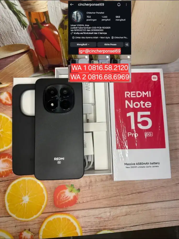 Jual hp LIKENEW redmi note 15 pro 5g open dus saja hanya buat review