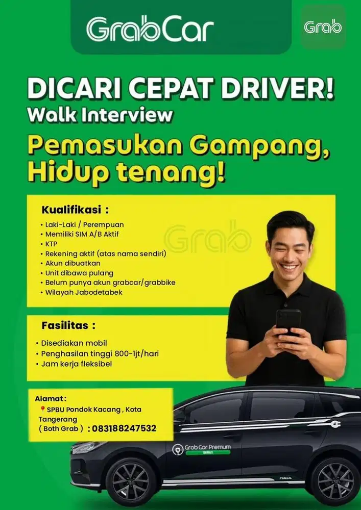 Lowongan driver online grab car