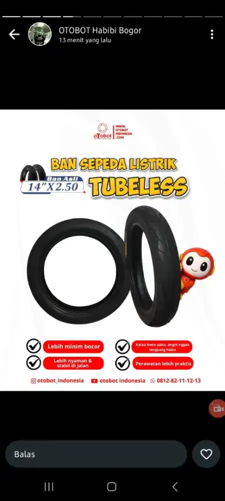 BAN TUBELESS 14 X 2.50