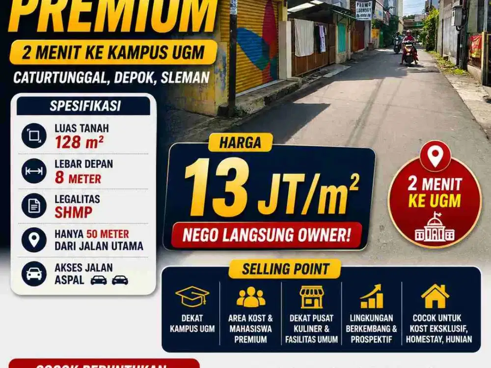 Tanah Premium Dekat UGM Caturtunggal Cocok Kost & Homestay