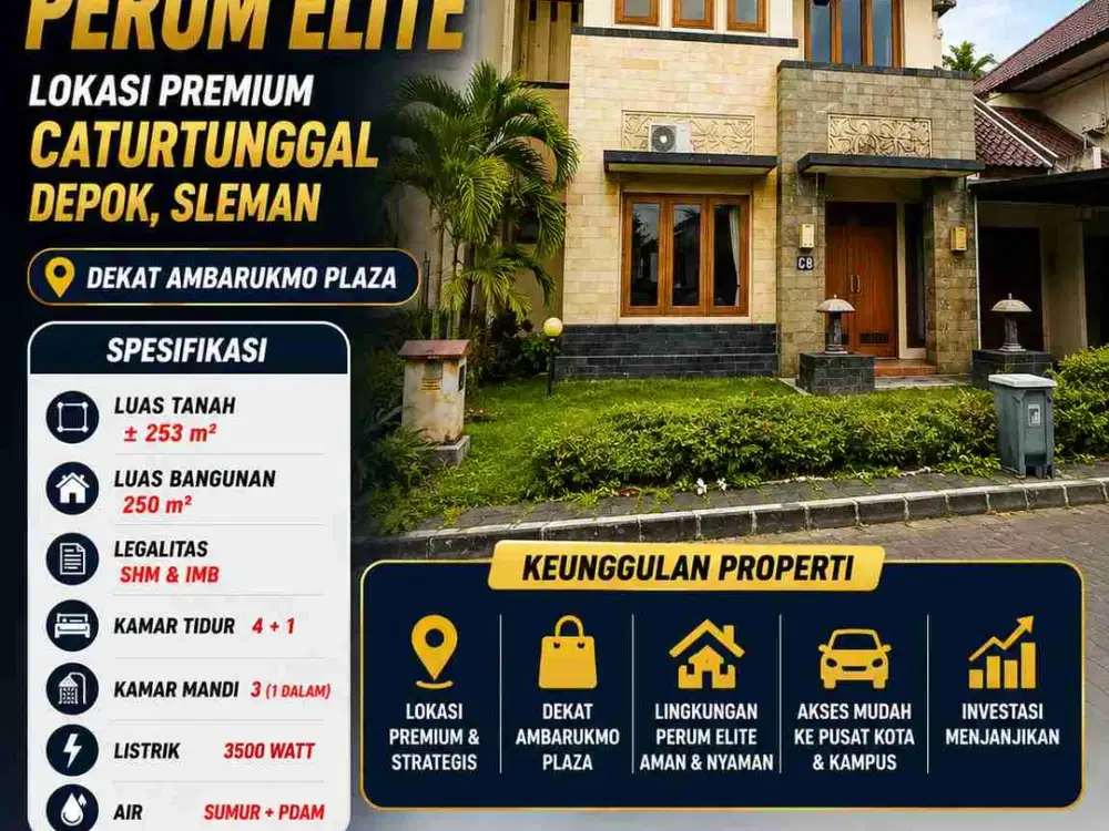 DIJUAL RUMAH DALAM PERUM ELITE CATURTUNGGAL DEPOK SLEMAN