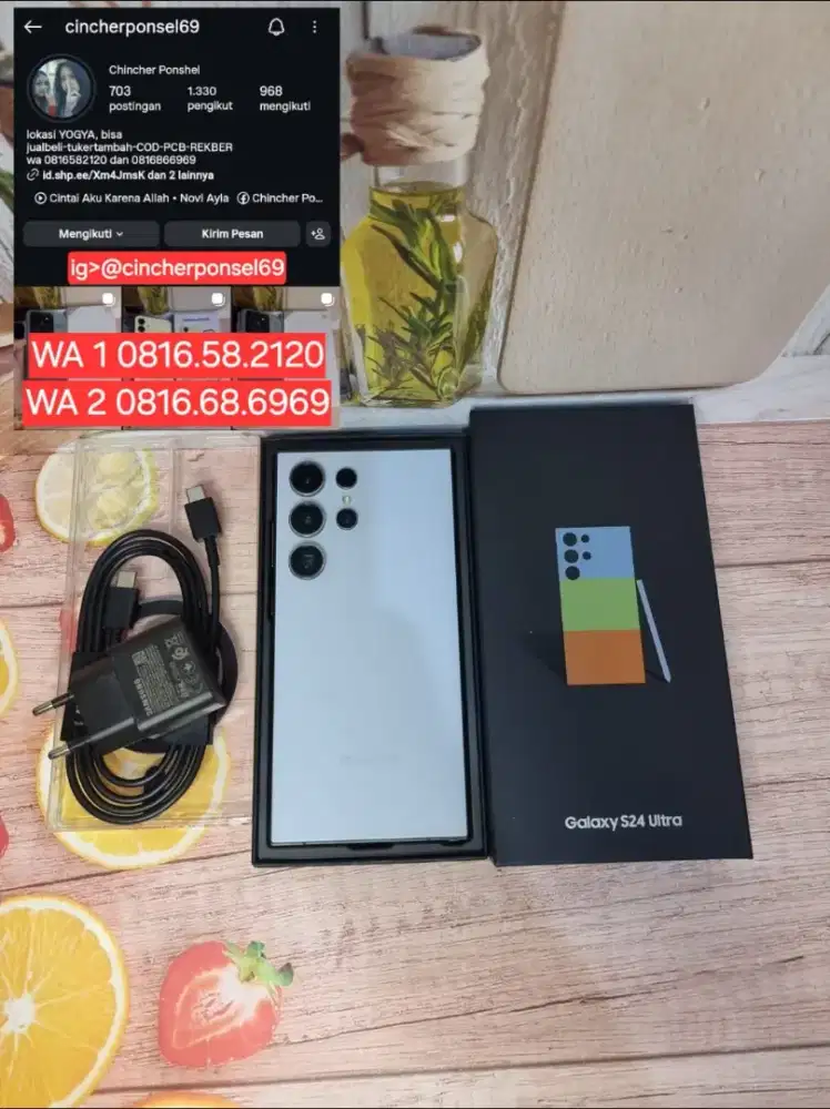 Jual  hp samsung S24 ULTRA 12/512 likeNEW warna esklusif free ADAPTOR