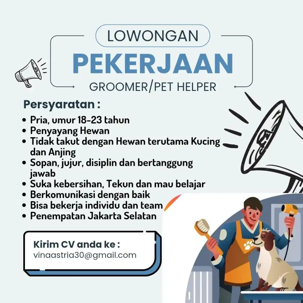 Lowongan Kerja Klinik Hewan/Petshop