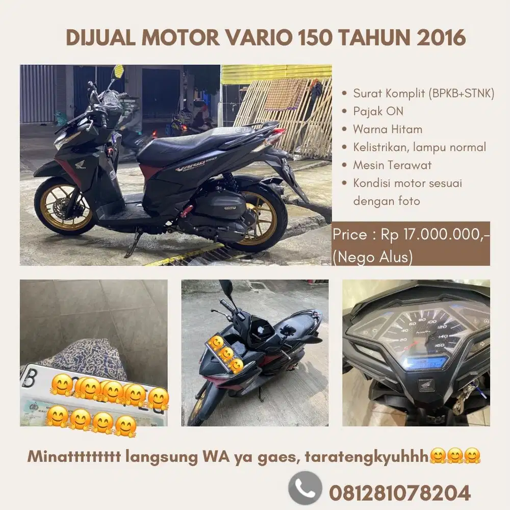 Jual Motor Vario 150 Tahun 2016