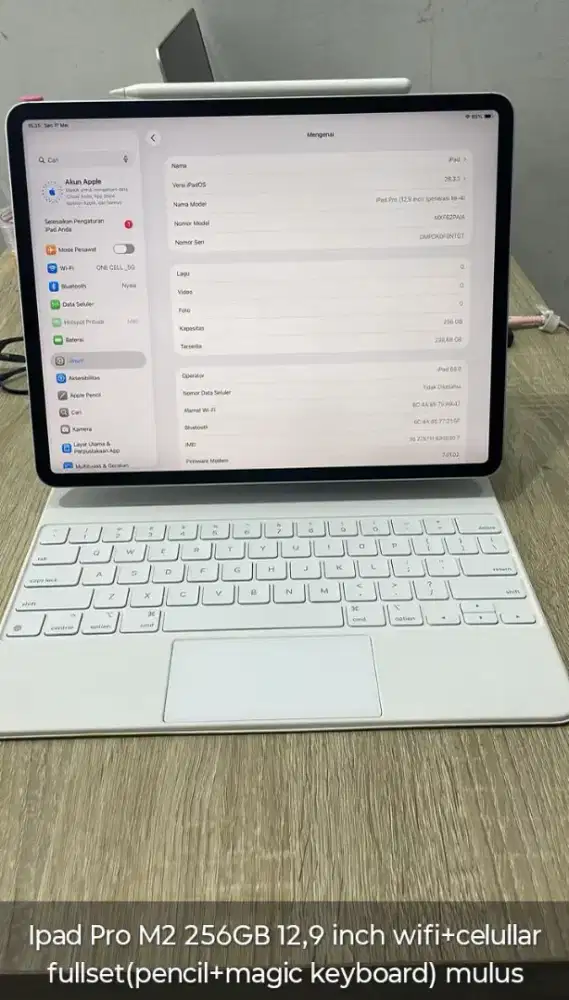 iPad Pro 256gb 12,9 inch cell+wifi iBox fullset + Pen + magic keybord
