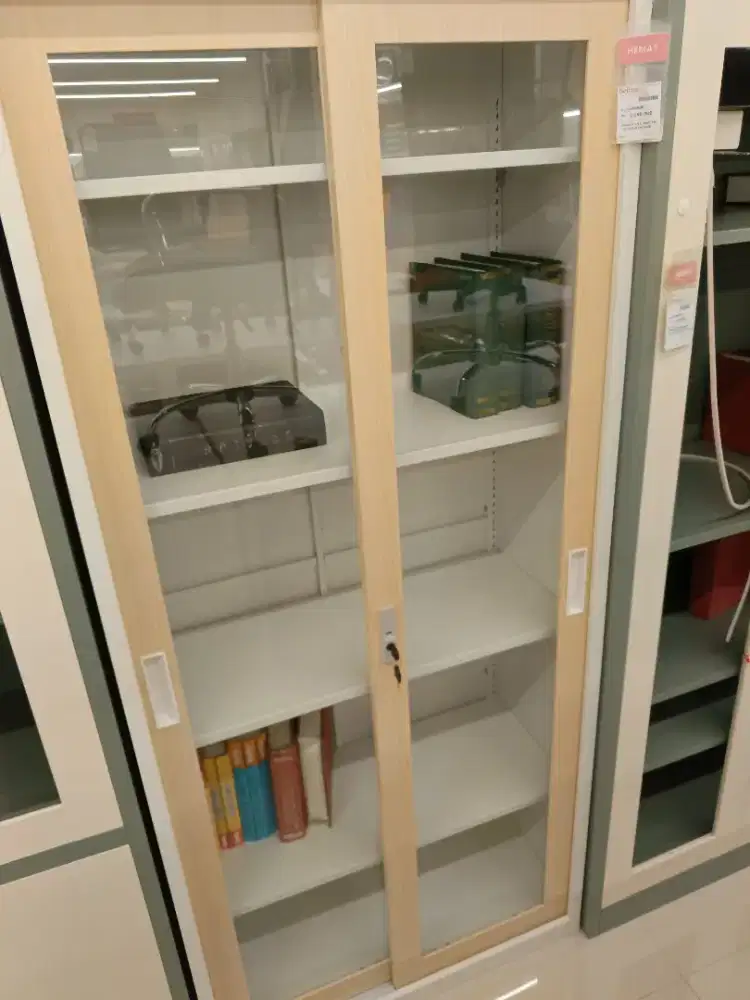 SIMSON FILE CABINET FULL GLASS SLIDE OAK