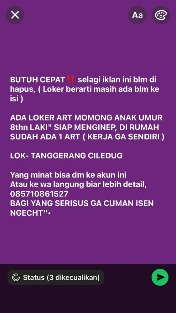 BUTUH CEPAT ART MOMONG ANAK 8thnlaki2