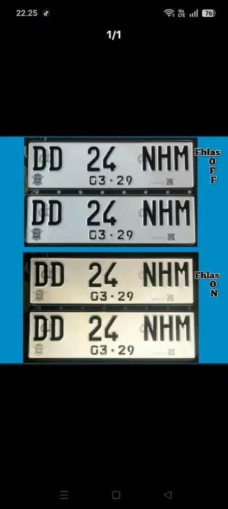 Plat mobil reflektif putih barcode QR font terbaru