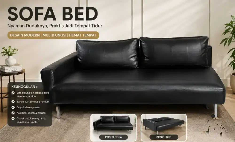 SOFA BED BAHAN KULIT SINTETIS