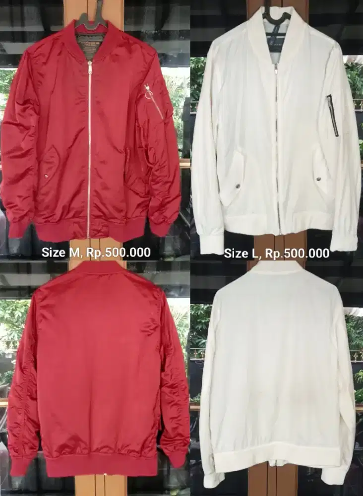 Jaket bomber Merah (M) & Putih (L)