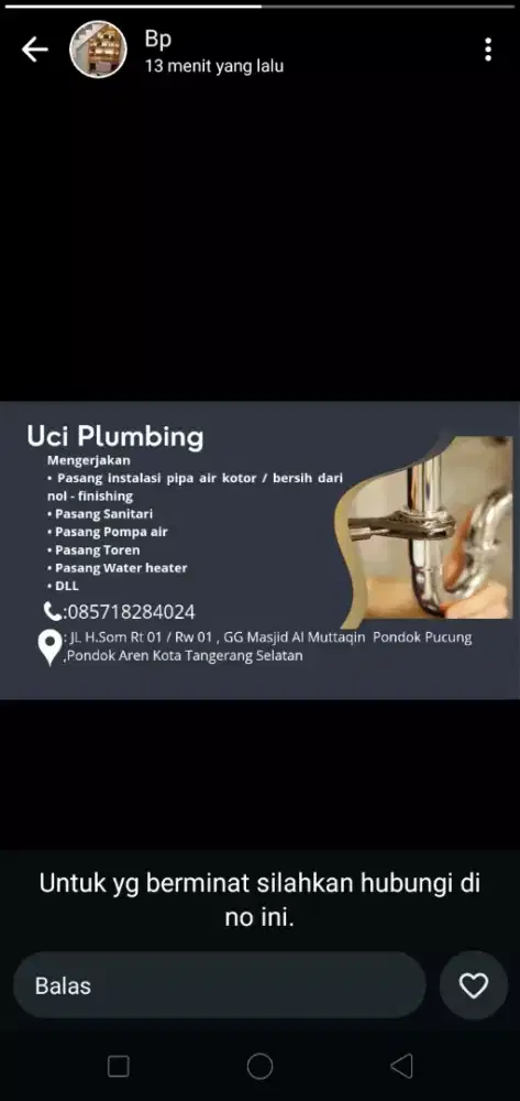 Jasa tukang pelumbing