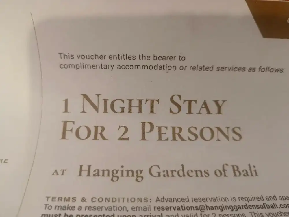 Voucher Hotel Hanging Gardens Ubud Bali