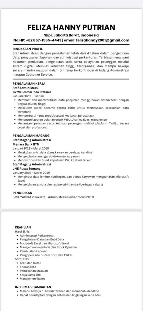 CARI PEKERJAAN | STAFF ADMIN | CUSTOMER SERVICE